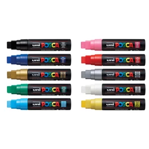 Uni Posca Paint Marker Pen Chisel Extra Broad Pack of 5 - Picture 1 of 14