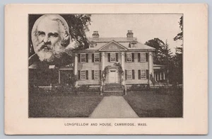 c 1910 Cambridge, Massachusetts H.W. Longfellow and House Antique Postcard - Picture 1 of 2
