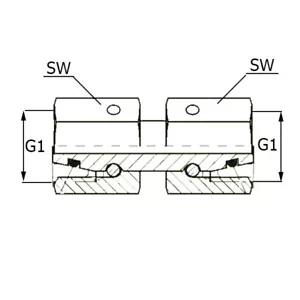 Hydraulik Gerade Verbinder 10L Doppelverbinder M16x1,5 Verschraubung SW 19 - Bild 1 von 1