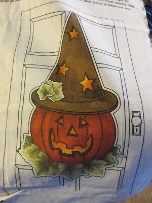 40" Vintage Daisy Kingdom Tela Grande Lata Sombrero Jack Puerta Panel Halloween Calabaza Foto 1 de 4