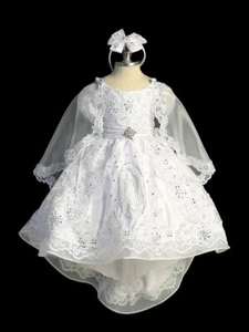 White Christening/Baptism Girl Dress Sizes Virgen Mary Embroidery - Picture 1 of 2