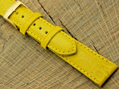 Correa de reloj vintage NOS ZRC amarillo cocodrilo 16 mm con hebilla tono dorado sin usar para hombre Foto 1 de 4