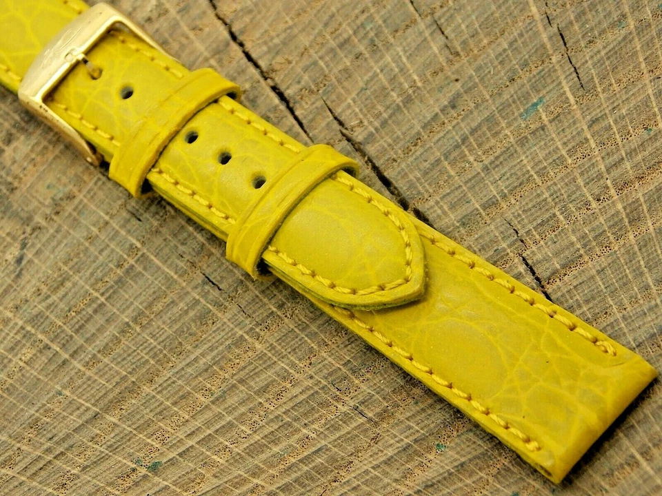 Correa de reloj vintage NOS ZRC amarillo cocodrilo 16 mm con hebilla tono dorado sin usar para hombre Foto 1 de 4