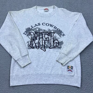 VTG 1993 Nutmeg Dallas Cowboys Sweatshirt NFL Graphic Crew Pullover M USA Made - Picture 1 of 14