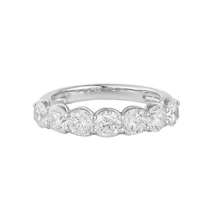 1.827CTW 14K White Gold Lab Grown 7 Stone Diamond Wedding Band Ring Size 6.5 - Picture 1 of 7