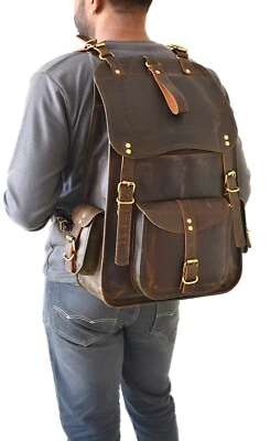 Vintage Leather Backpack Full Grain Handmade Laptop Travel Rucksack Laptop Bag - Image 1 of 4