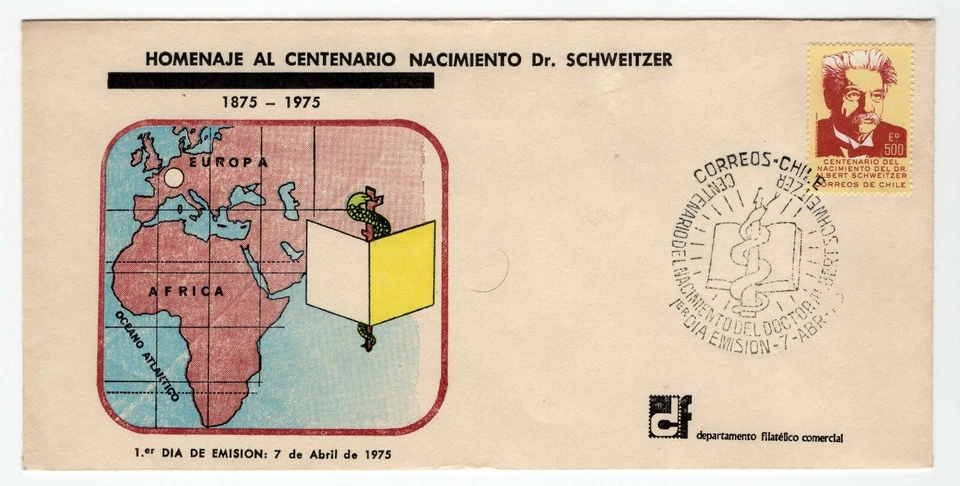 CHILE 1975 FDC 100 años Albert Schweitzer Foto 1 de 1