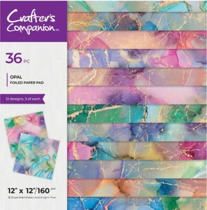 Crafter's Companion - FOILED PAPER PAD - OPAL - 12"x12" PAPER - 36 SHEETS 160GSM - Picture 1 of 13