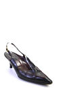 Tods Womens Leather Pointed Slingback Kitten Heels Black Size 8