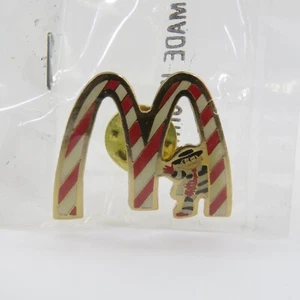 McDonald’s Christmas Hamburglar Candy Cane Arch M Enamel Lapel Hat Pin - Picture 1 of 3