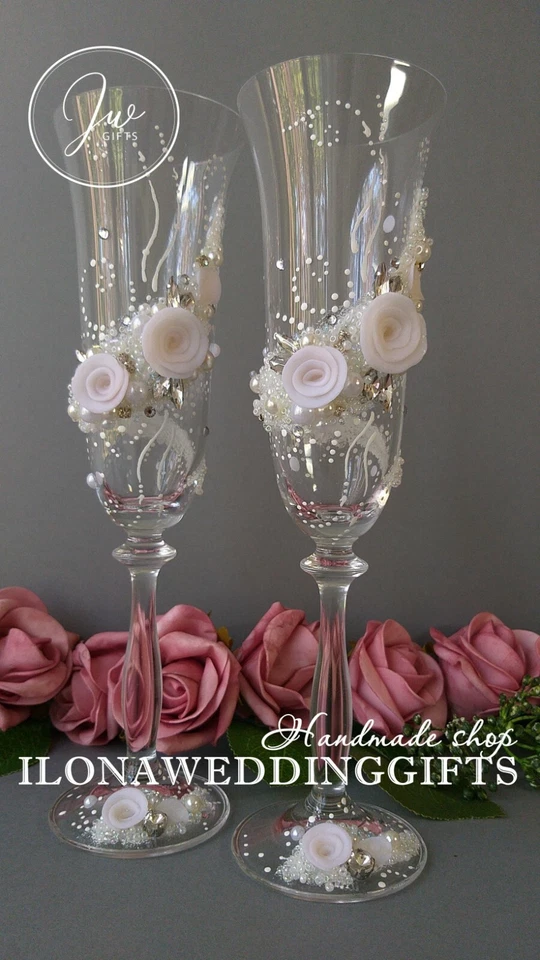 Swarovski Crystal Personalize Wedding Toast Glass Bling Mr Mrs Romantic Elegant - Image 1 of 1