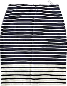 J.Crew n. nuovo 2 Gonna a matita blu navy avorio foderata a righe taglia 8 - Foto 1 di 7