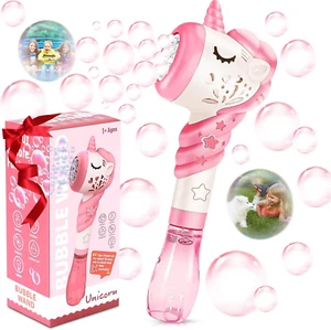 Bubble Machine Wand for Kids Ages 1-8 - Pink Outdoor Toy for Parties and Fun - Picture 1 of 12