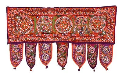 Индийская дверь Toran племенное окно настенный винтажный балдахин ручная вышивка - Изображение 1 из 3