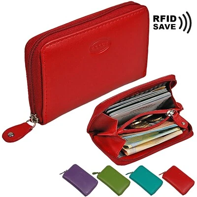 BOCCX Mini Reißverschluss RFID Geldbörse Leder Damen Geldbeutel Münzbörse 70009