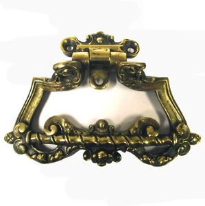French Horizontal Antique Brass Door Pull - Picture 1 of 1
