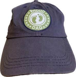 PROUD DAD BASEBALL STYLE ADJUSTABLE STRAPBACK HAT/CAP, NAVY BLUE Baby Feet - Picture 1 of 10