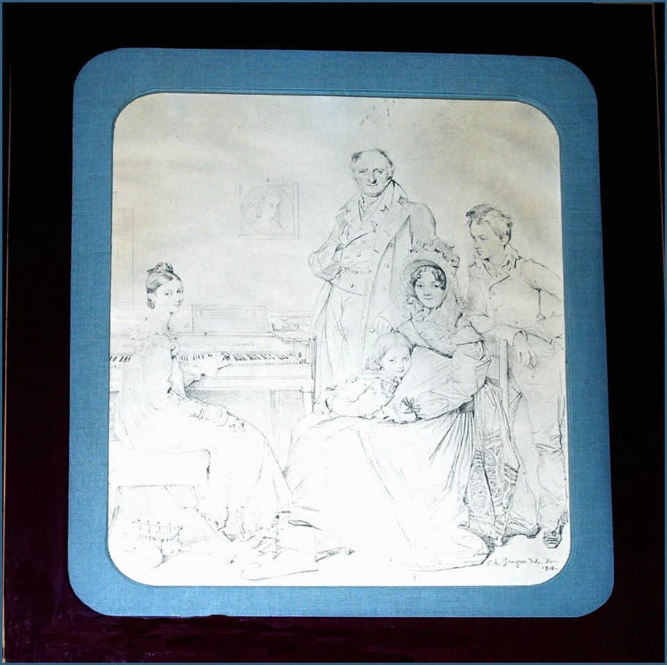 J.A  D'INGRES REPRODUCTION DESSIN  A LA MINE DE PLOMB FAMILLE STAMATY 1818  - Photo 1/4