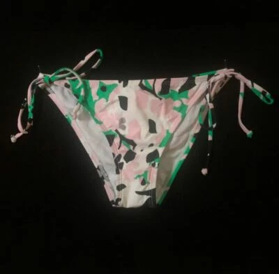 Parte inferior de bikini de tanga brasileña Diane Von Furstenberg Roxy, rosa/verde, mediana Foto 1 de 4
