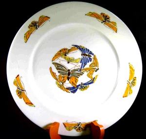 Caricabatteria smaltato farfalla art deco firmato artista americano Belleek Willets! - Foto 1 di 4