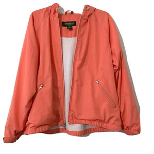 Size XL EDDIE BAUER Jacket Women's Full Zip  Hooded Windbreaker Orange Z1 - Foto 1 di 8
