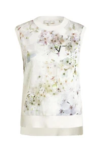 TED BAKER Yssie Vanilla cherry blossom flower floral print knit jumper top 2 10 - Picture 1 of 4