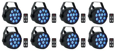 8) Rockville RockPAR TRI LED RGB Compact Par Can DJ DMX Wash Lights+Remote Black - Image 1 of 4