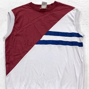 vintage 90s COLOR-BLOCK SLEEVELESS VEST T-Shirt LARGE soft - Picture 1 of 6