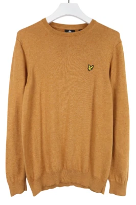 LYLE & SCOTT Jumper Men's LARGE Brown Logo Crew Neck Merino Wool Blend - Image 1 of 4
