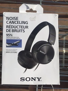 Sony MDR-ZX110NC Genuine Noise Cancelling Headphones MDRZX110NC - Black NEW - Picture 1 of 4