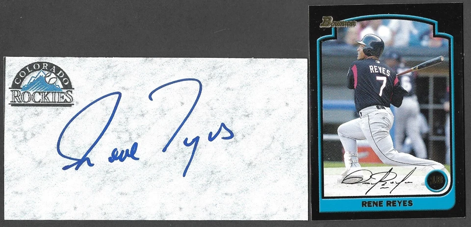 Rene Reyes ( Debut 2003 ) COLORADO ROCKIES  SIGNED AUTOGRAPH AUTO 3x5 INDEX COA - Image 1 of 1