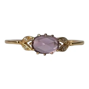 Dainty Women’s Purple Amethyst Ring 14k Gold Plated Size 7 4️⃣ - Picture 1 of 9