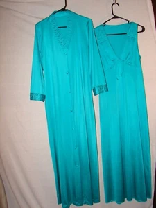 Vintage blau Vanity Fair Nachthemd und Morgenmantel Set ~ PEIGNOIR SET - Bild 1 von 6