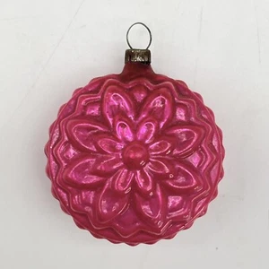 RARE Antique PINK EMBOSSED FLOWER Blown-Glass XMAS FEATHER TREE ORNAMENT Germany - Picture 1 of 11
