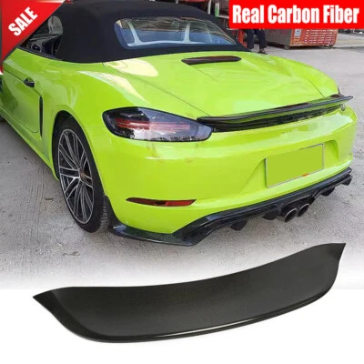 适用于保时捷 718 Boxster 可调式 2016 - 20 真碳后后备箱锅炉翼 — 第 1/4 张图片
