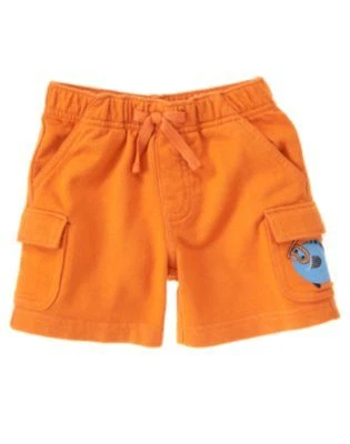 NWT GYMBOREE ORANGE SWIM SCHOOL CARGO KNIT SHORTS 0-3 MO - Image 1 of 1