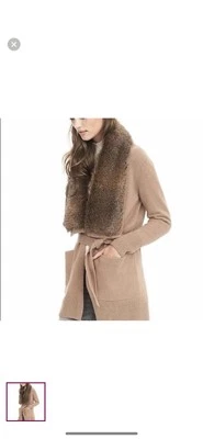 Cárdigan suéter Banana Republic línea media con piel sintética extraíble talla pequeña Foto 1 de 4