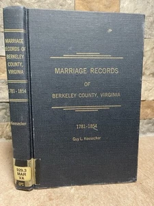 Marriage Records of Berkeley County, Virginia, 1781-1854, Hardcover, Keesecker - Picture 1 of 11