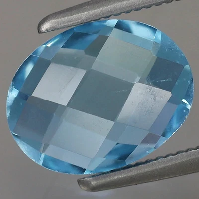 9x7mm Oval Checkerboard 2.24ct t.w Natural Sky Blue Topaz, Brazil - Image 1 of 4
