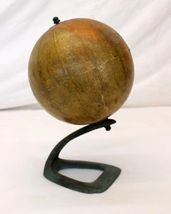 💥Early Hammonds 6" Mundo Terrestre Globo sobre Soporte de Metal Decoración de Exhibición Años 20💥 - Imagen 1 de 13