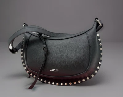 AUTÉNTICO NUEVO CON ETIQUETAS $995 Isabel Marant Oskan Moon Bolso de Hombro de Cuero Granulado en Negro Foto 1 de 4