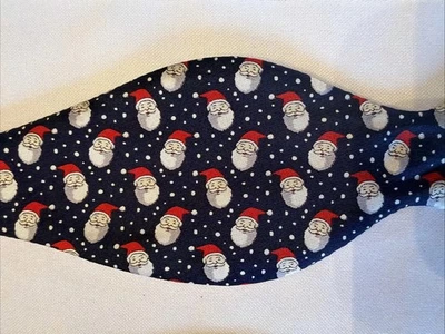 Christmas Bowtie Rivetz of Boston Adjustable Santa Claus Navy Blue silk holiday  - Image 1 of 4