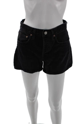 Agolde Womens Black Button Shorts Organic Cotton Solid 90s Size 25 - Image 1 of 4