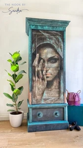 Hand Painted Wardrobe Cabinet | Artistic Portrait | Hanging Rail + - Picture 1 of 7