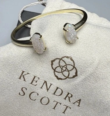 "Brazalete Brazalete Kendra Scott Auténtico Edie Iridiscente Druzy Tono Dorado 6.25""" Foto 1 de 4