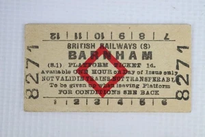 Billete de plataforma BR British Railways (S) Barnham Station - Imagen 1 de 2