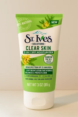 St. Ives Clear Skin Lotion - 3-in-1 SPF 25 Face Moisturizer for Acne Prone 3oz. - Image 1 of 4