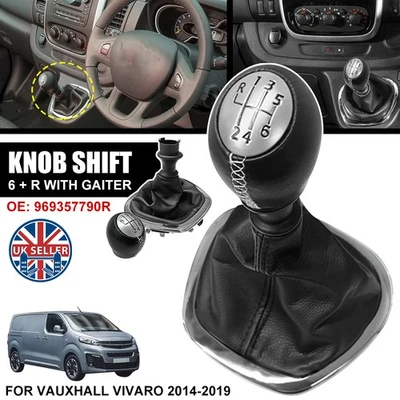 AUXITO For Vauxhall Vivaro 2014-2019 Manual 6 Speed + R Gear Stick Shift Knob w/ Gaiter
