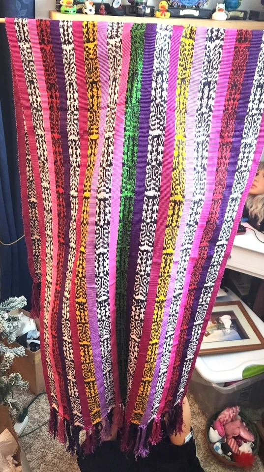 handwoven Mexican / Guatemalan rebozo / shawl 76 x 25 inches without tassels - Image 1 of 3