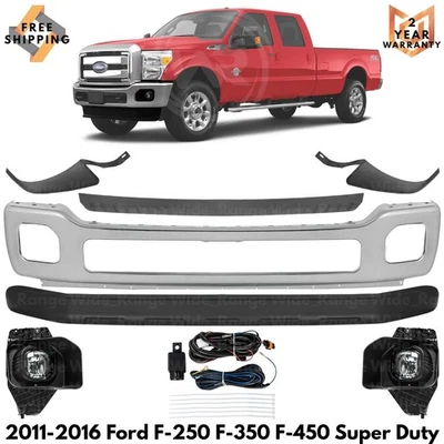 Front Bumper Chrome & Fog Lights Kit For 2011-2016 Ford F-250 F-350 Super Duty - Image 1 of 4